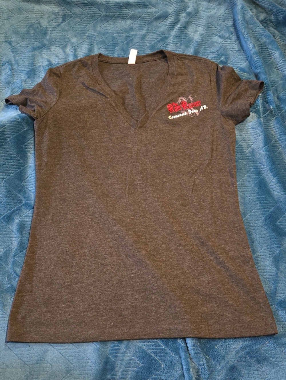 Women's Charcoal V-Neck Graphic Tee